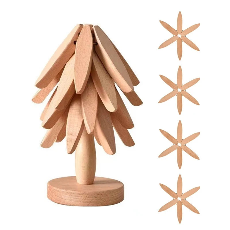 4PCS Tree Design Stand Wooden Trivets