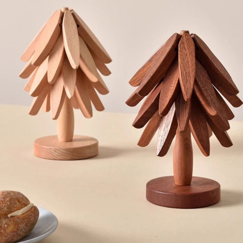 4PCS Tree Design Stand Wooden Trivets