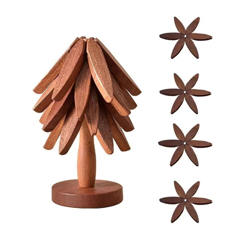 4PCS Tree Design Stand Wooden Trivets